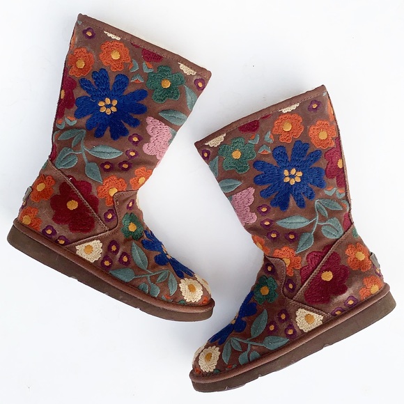 UGG Shoes Ugg Wahine Floral Embroidered Boots Suede Poshmark